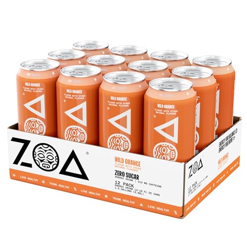 ZOA Zero Sugar Energy Drinks Wild Orange - Sugar Free Electrolytes Healthy 16 Fl Oz (12-Pack) ZOA Zero Sugar Energy Dr