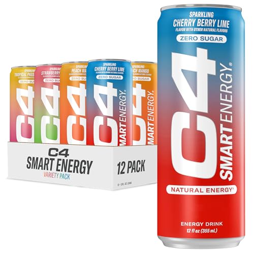 Cellucor C4 Smart Energy Drinks Variety Pack, Sugar Free Performance Fuel & Nootropic Brain Booster, 4 Flavor Tropical O