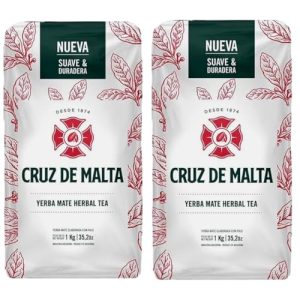 YERBA MATE CRUZ de MALTA |2lb 1 Kilo Tea For Stress Relief and Immunity Boost (Pack Of 2)