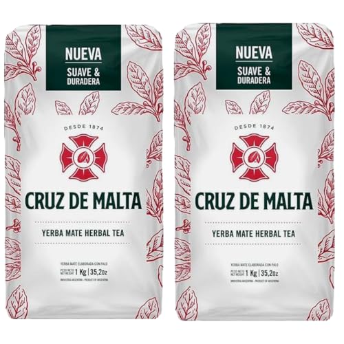 YERBA MATE CRUZ de MALTA |2lb 1 Kilo Tea For Stress Relief and Immunity Boost (Pack Of 2)