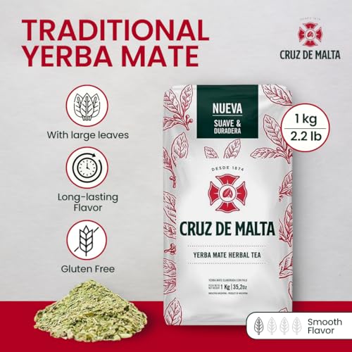 YERBA MATE CRUZ de MALTA |2lb 1 Kilo Tea For Stress Relief and Immunity Boost (Pack Of 2)