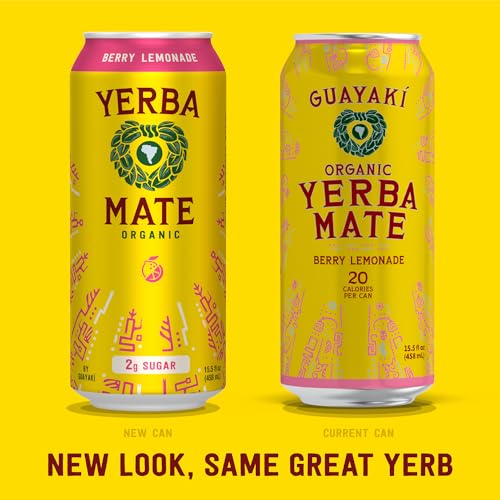 Yerba Madre Organic Yerba Mate - Berry Lemonade, Low Sugar, 150mg Natural Caffeine, Better for You Energy & Focus - Pack