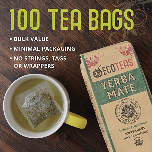 ECOTEAS Organic Yerba Mate Tea Bags - Natural Energy Boost & Detox - Coffee Alternative - Kosher, Non-GMO, Gluten-Free -