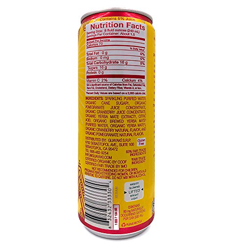 USDA Organic Organic Yerba Mate Sparkling Cranberry Pomegranate 12 Ounce (Pack of 12) | Organic Yerba Mate Drink Spark