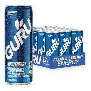 Guruline Yerba Mate Organic Energy Drinks Pack of 12, 12oz, 140mg Gluten Free Natural Caffeine Plant Based | Guruline O