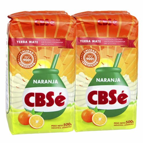 YERBA MATE CBSE ORANGE FLAVOR SABOR NARANJA For Health-Conscious Drinkers - Office and Home 500 GR/1.1 LB (2PACK) YERB