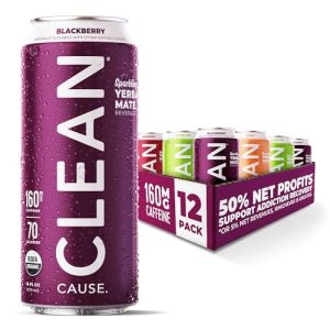 CLEAN Cause Low Calorie Variety Pack Sparkling Yerba Mate Tea, 160mg Caffeine, Organic, Low Sugar, Healthy Alternative