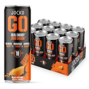 Jocko GO Afterburner Orange Energy Drink - KETO, Vitamin B12, Electrolytes, Nootropic Monk Fruit - 12 Pack