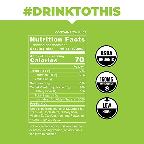 CLEAN Cause Low Calorie Variety Pack Sparkling Yerba Mate Tea, 160mg Caffeine, Organic, Low Sugar, Healthy Alternative