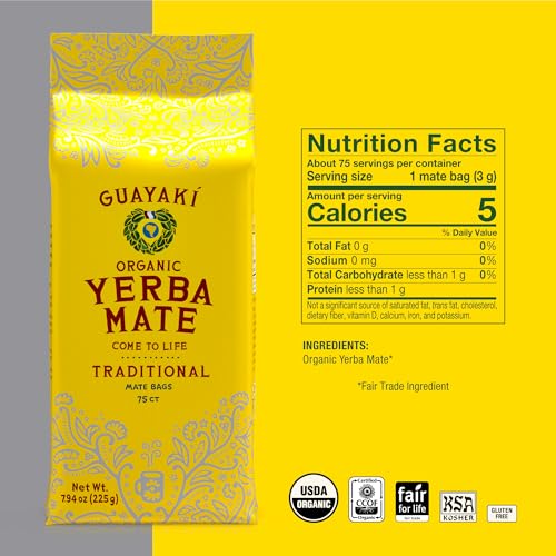 Guayakí Yerba Mate Organic Single Serve Tea Bags for Cold Weather, Smooth Energy Drink, Pack of 2 (150 Total Tea Bags)