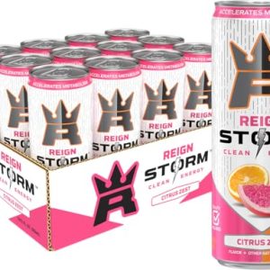 REIGN Storm Citrus Zest Fitness Wellness Energy Drink 12 Fl Oz (Pack of 12)