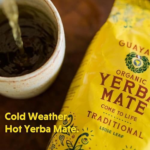 Guayakí Yerba Mate Organic Traditional Loose Leaf Perfect Hot Drink for Cold Weather Pack of 6 16 Oz 40mg Natural Caffei