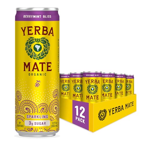 Yerba Madre Organic Sparkling Yerba Mate Berrymint Bliss for Low Sugar Energy & Focus | Yerba Madre Organic Sparkling Y