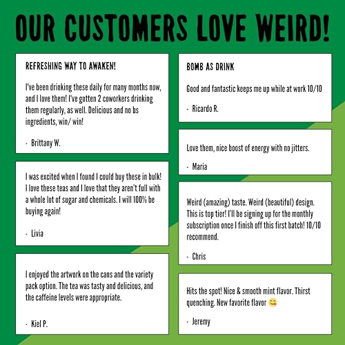 Grateful Dead Collab Weird Organic Mystical Mint Yerba Mate 16oz Cans, 160mg Organic Caffeine, Pack of 12, USDA Organic