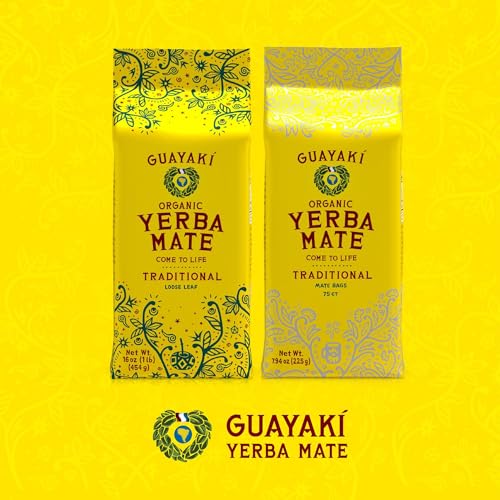 Guayaki Yerba Mate Organic Loose Leaf for Men and Women 16 oz USDA Organic Fair for Life Health Benefits