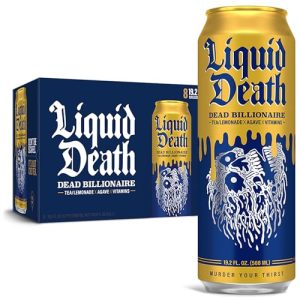 Liquid Death Dead Billionaire Iced Tea, Low Calorie & No Artificial Sweeteners for Health-Conscious Drinkers on the Go