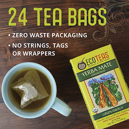 ECOTEAS Organic Unsmoked Yerba Mate Tea Bags - Clean Detox Energy Drink for Health Conscious Adults - Perfect for Daily